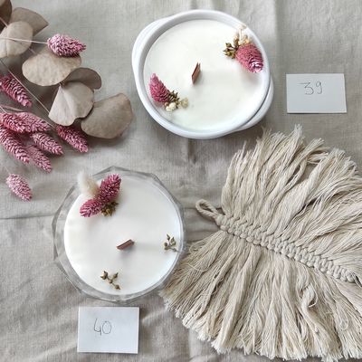 bougie végétale parfumée grande rose fleur