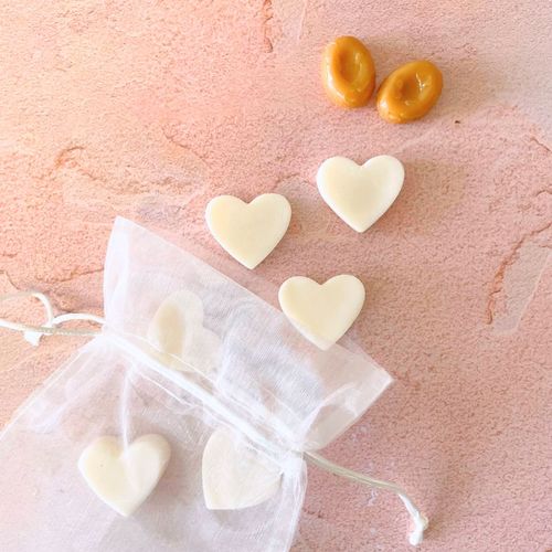 fondants cire bougie caramel coeur sachet