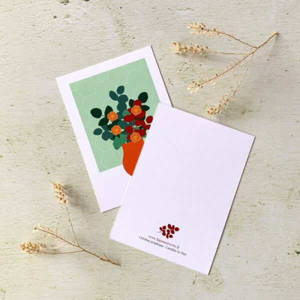 carte postale illustration végétale fleur automne