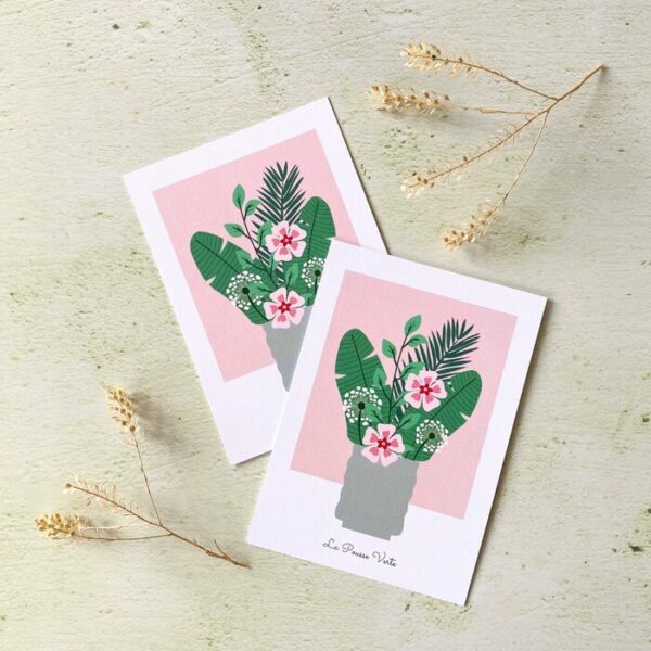 carte postale fleurs été illustration végétale