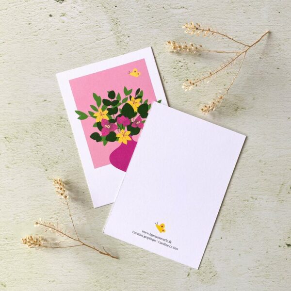 carte postale fleurs été illustration bouquet