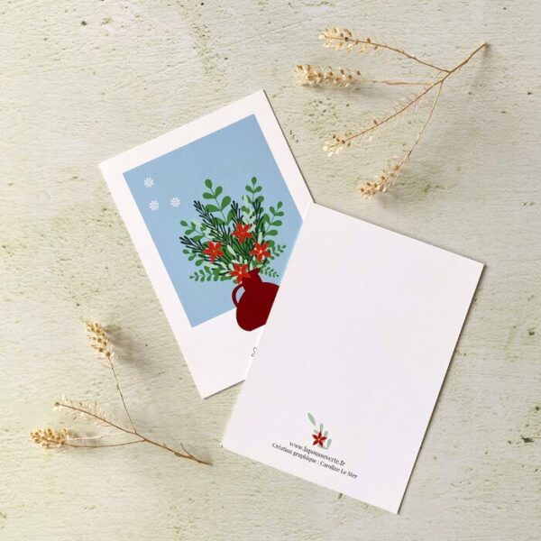 carte postale bouquet plantes hiver illustration