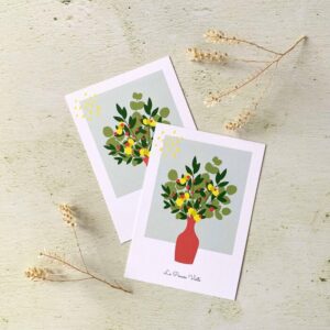 carte postale bouquet plantes printemps illustration