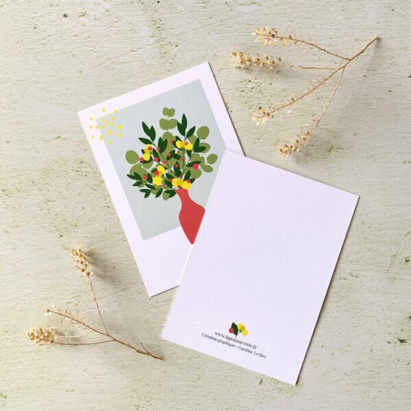 carte postale bouquet plantes printemps illustration