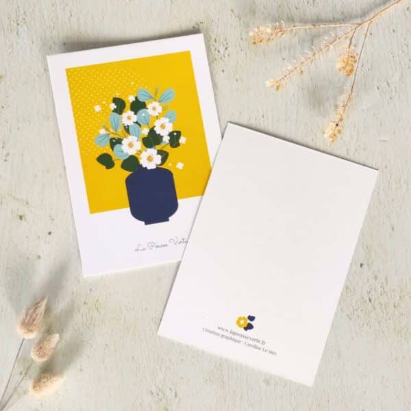 carte postale fleurs automne jaune bouquet