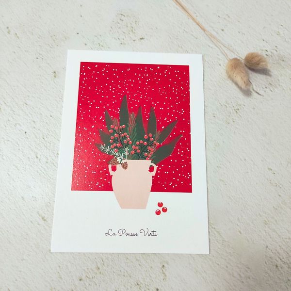 box hiver illustration rouge fleurs