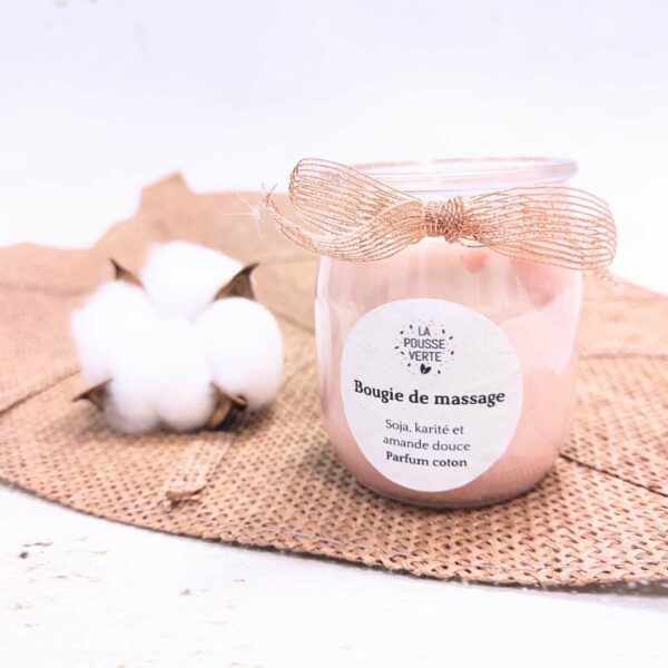 bougie massage cire artisanale rose parfumée coton