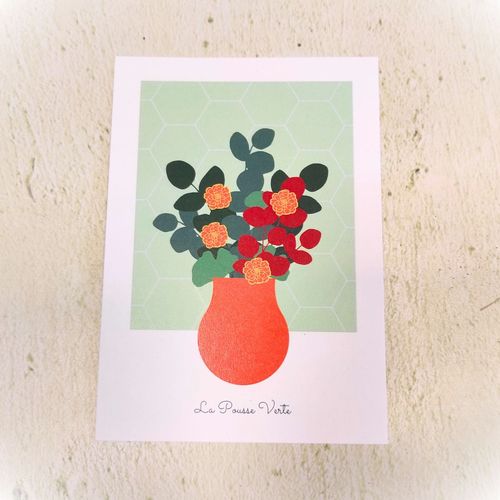 carte postale bouquet fleur box plante automne